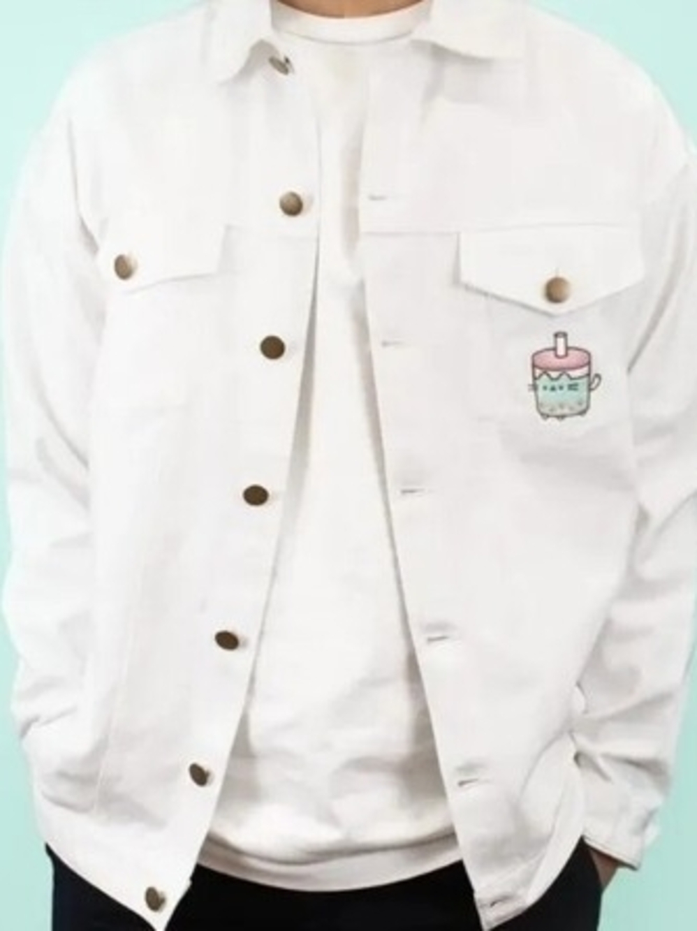 Pusheen White Collared Jacket with Mint Tag